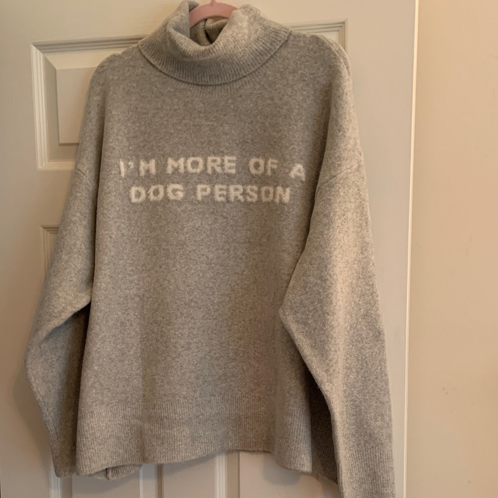 Gray Turtleneck Sweater - I'm More of a Dog Person. (Unisex)!